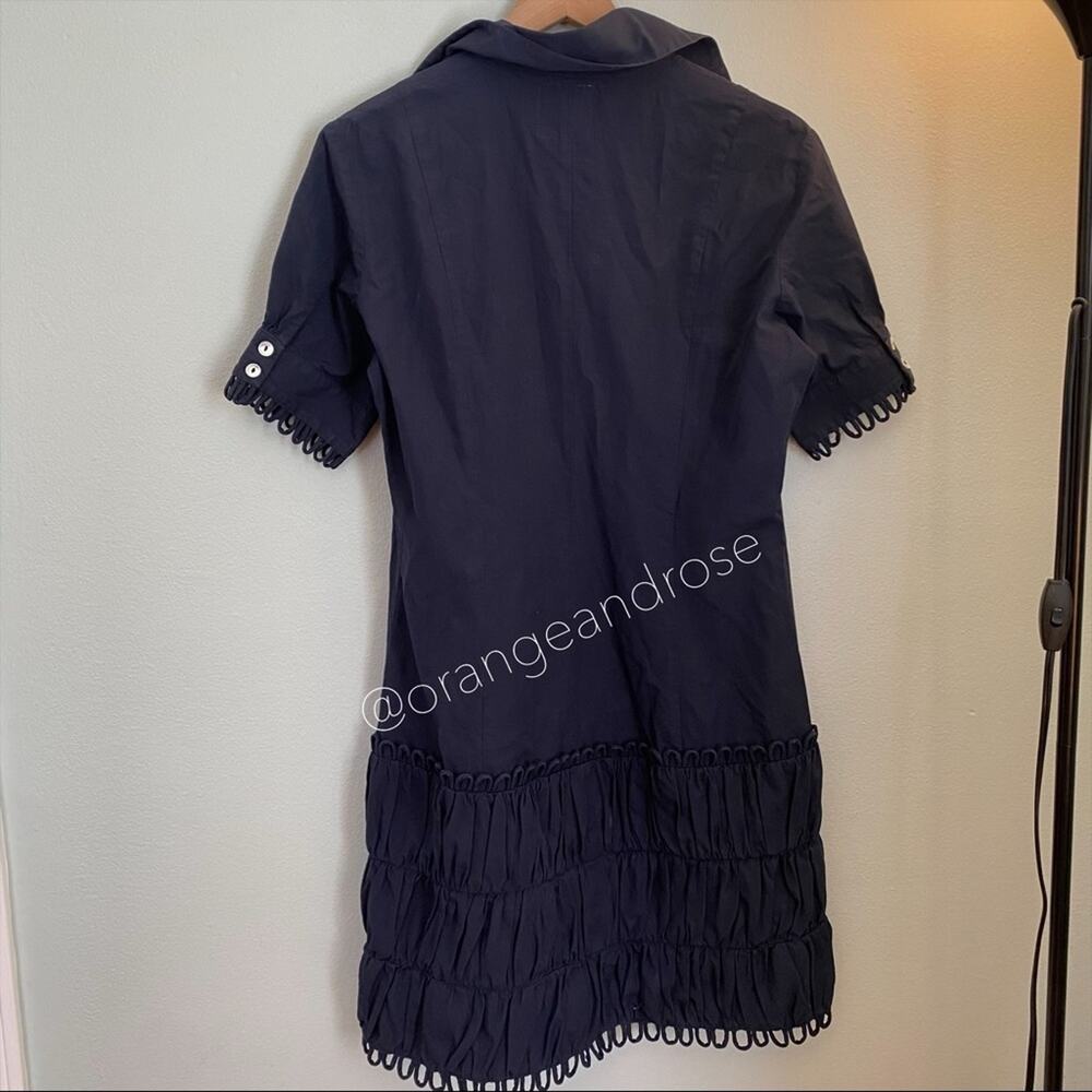 Alicia Bell Navy Blue Button Front Loop Mini Dress 10 - Picture 2 of 12